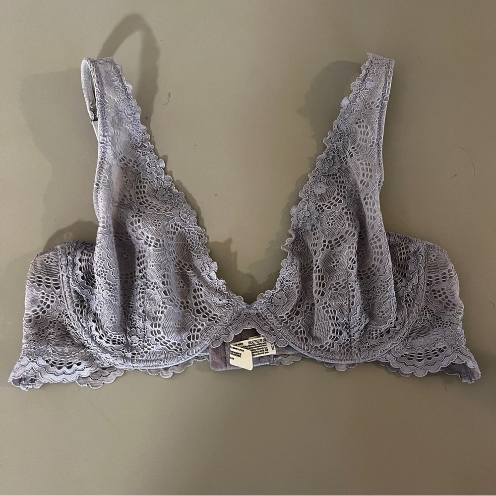 Free People Lace Plunge Bra Tan/Peach